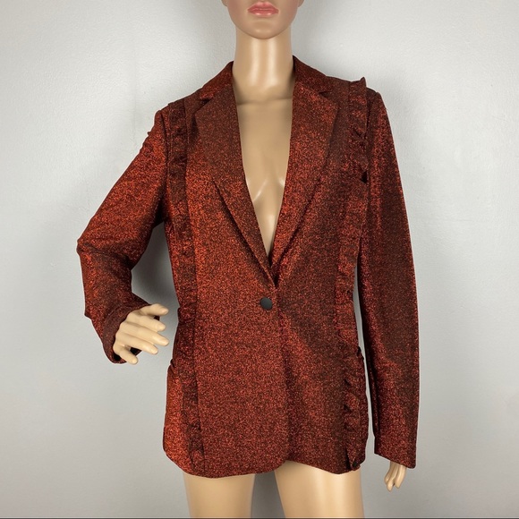 NEW SCOTCH & SODA METALLIC RUFFLED BLAZER - Picture 2 of 10